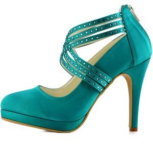 UE size 37 teal high heal pumps. US size 7